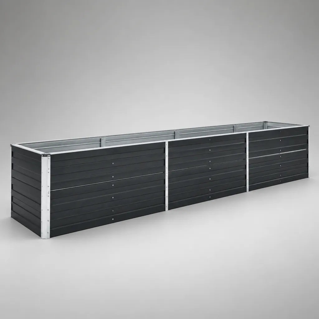 Rechteckiges Hochbeet aus verzinktem Stahl, Anthrazit/Silber, 240 × 80 × 77 cm