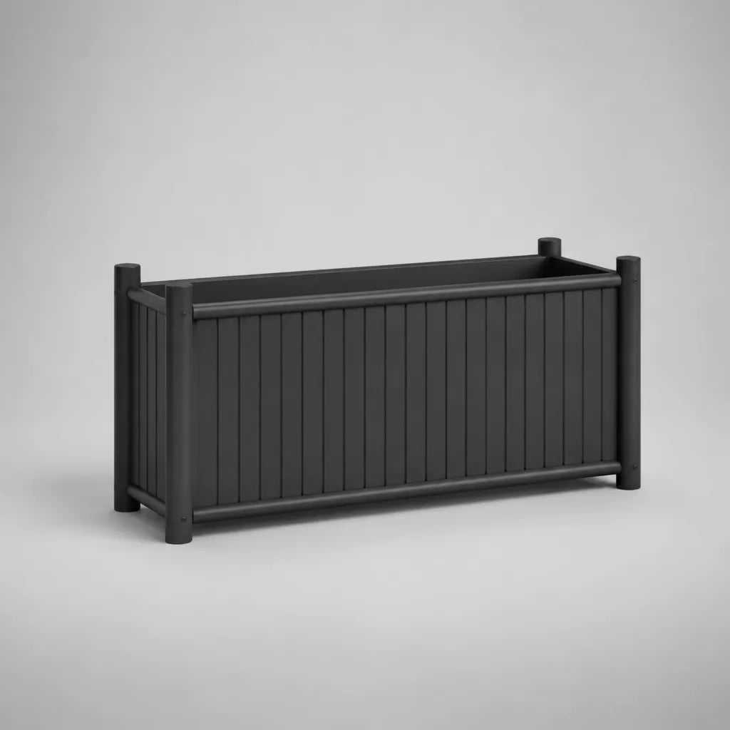 Rechteckiger Pflanzkasten aus pulverbeschichtetem verzinktem Stahl, Anthrazit, 100 × 40 × 50 cm