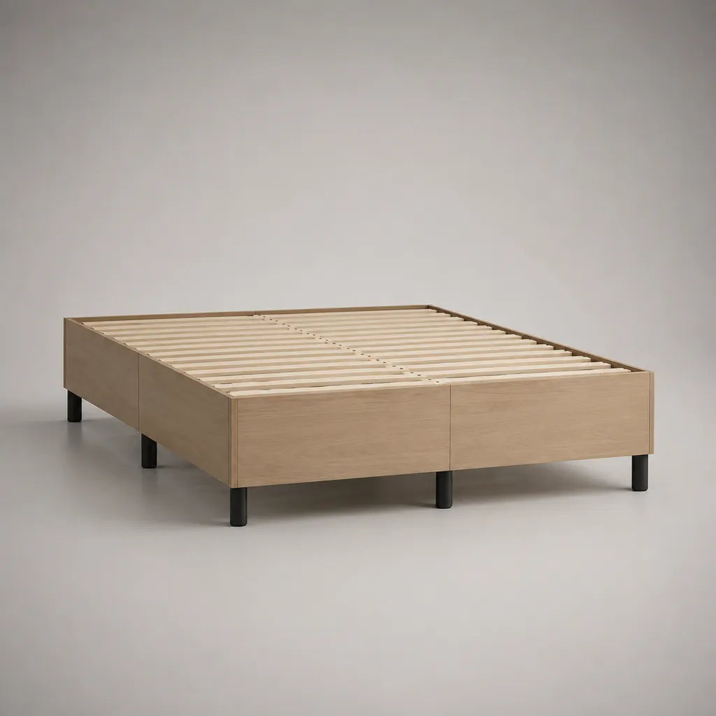 Bettgestell mit Holz-Lattenrost, 160 × 200 cm, Eichefarben/Schwarz