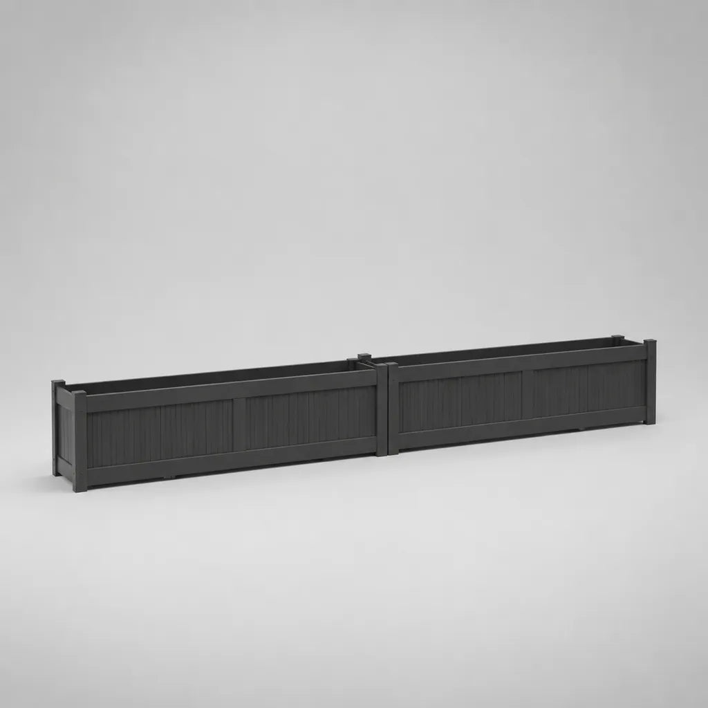 Pflanzkasten 2er-Set aus pulverbeschichtetem verzinktem Stahl, Anthrazit, je 100 × 30 × 30 cm, Gesamtbreite 200 cm