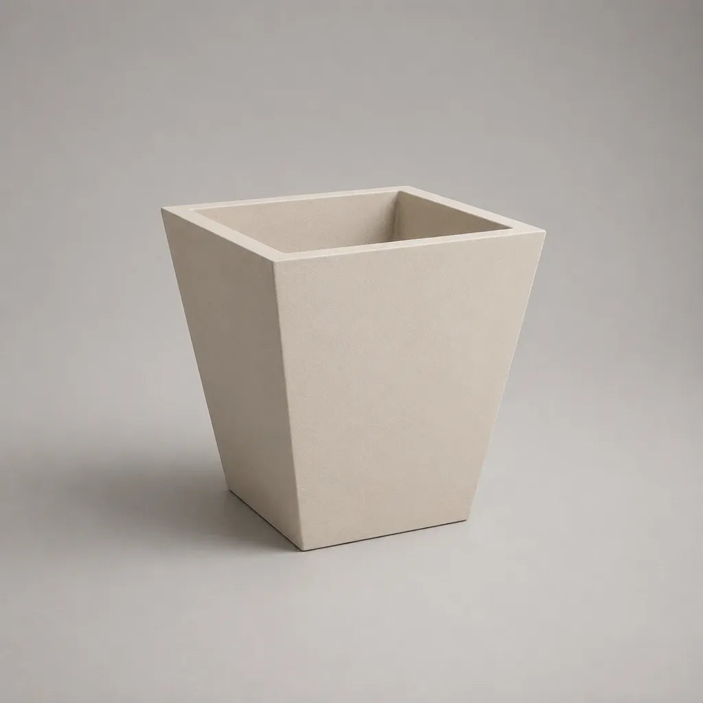 Quadratischer konischer Pflanzkübel aus glasfaserverstärktem Zementverbundstoff, Beige, 40 × 40 × 50 cm