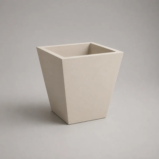 Quadratischer konischer Pflanzkübel aus glasfaserverstärktem Zementverbundstoff, Beige, 40 × 40 × 50 cm