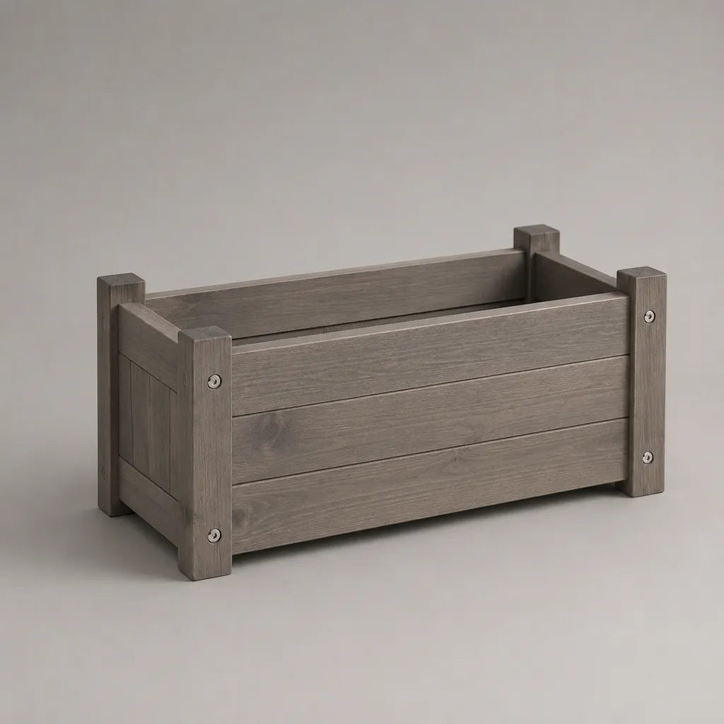 Rechteckiger Pflanzkasten aus massivem Holz, Grau, 70 × 35 × 40 cm