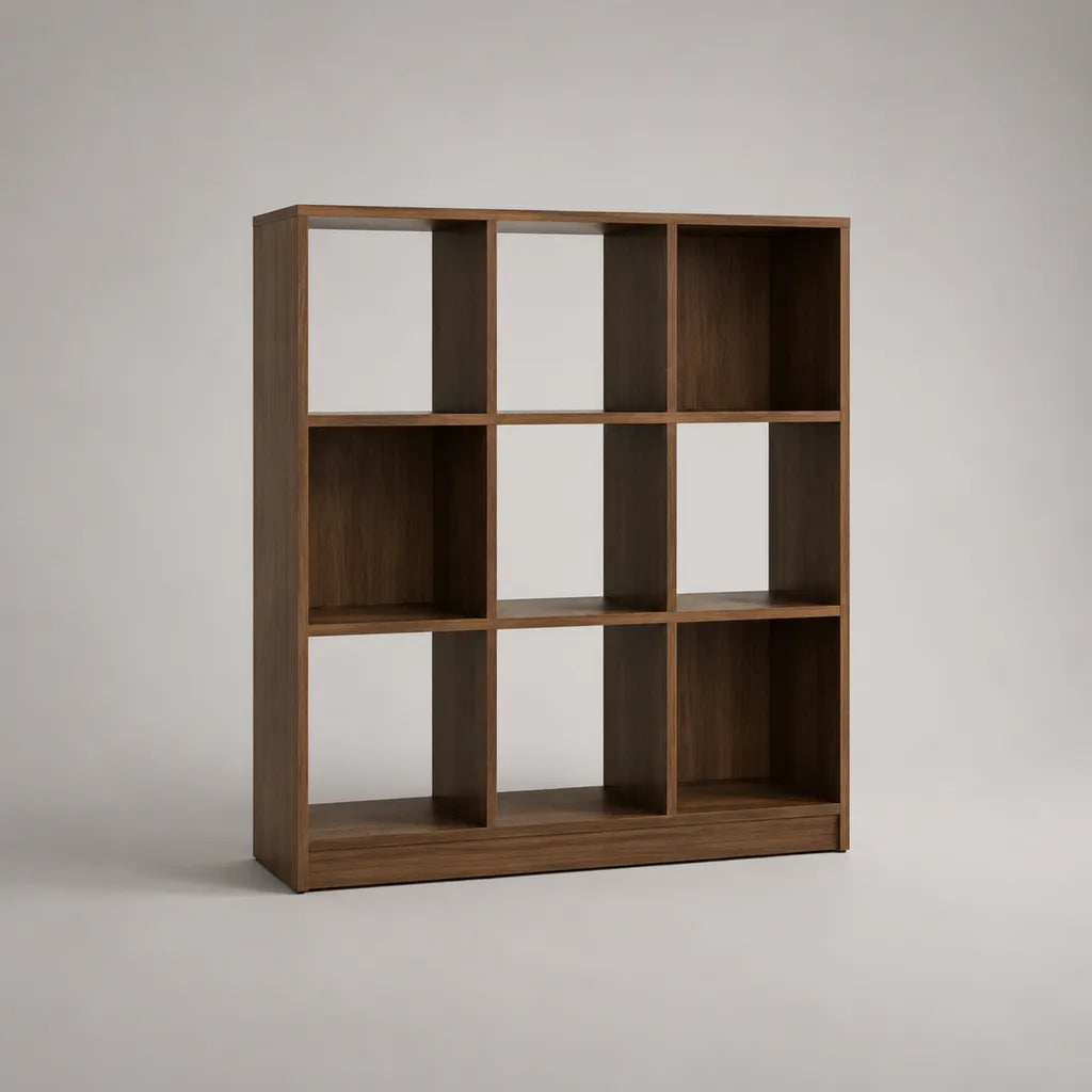 Würfelregal aus MDF mit 9 Fächern, Walnussbraun, 120 x 30 x 135 cm