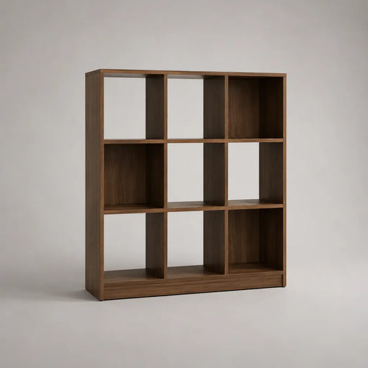 Würfelregal aus MDF mit 9 Fächern, Walnussbraun, 120 x 30 x 135 cm