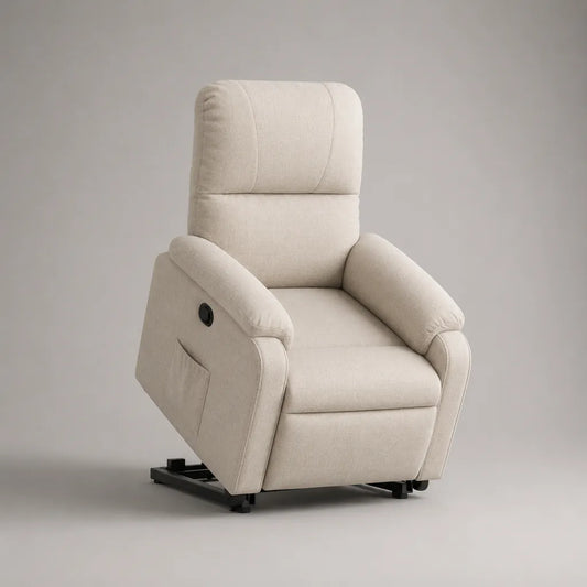 Elektrischer Fernsehsessel mit Aufstehhilfe, Polyester-Chenille, Creme, 90 × 94 × 108 cm